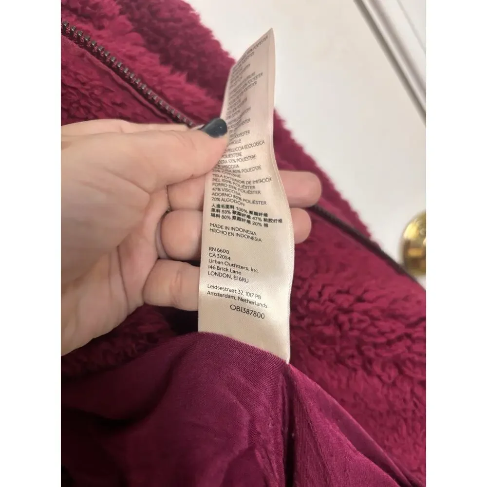 Free People We The Free So Cozy Slouch Moto Jacket Burgundy Oversized S